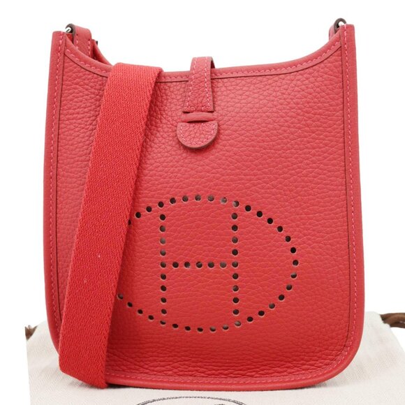 HERMES  Evelyne TPM 16 Amazone Clemence Leather Crossbody Bag Red - Picture 3 of 12